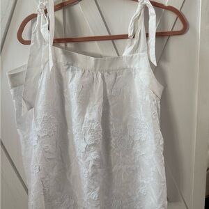 LOFT White Floral Embroidered Top